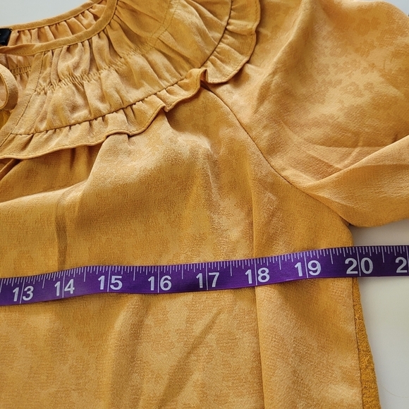 Current air Los Angeles mustard ruffled chiffon floral peasant top - Picture 5 of 9